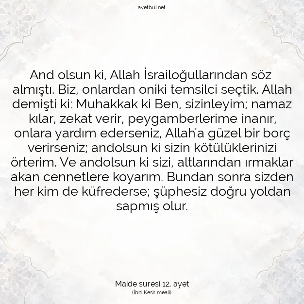 Ayetbul | Kuran Mealleri | Quran | Maide suresi 12. ayet