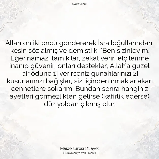 Ayetbul | Kuran Mealleri | Quran | Maide suresi 12. ayet