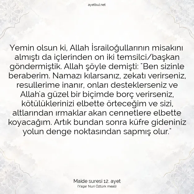 Ayetbul | Kuran Mealleri | Quran | Maide suresi 12. ayet