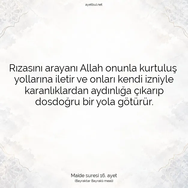 Ayetbul | Kuran Mealleri | Quran | Maide suresi 16. ayet