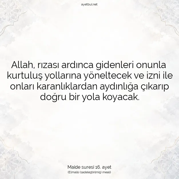 Ayetbul | Kuran Mealleri | Quran | Maide suresi 16. ayet