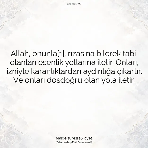 Ayetbul | Kuran Mealleri | Quran | Maide suresi 16. ayet