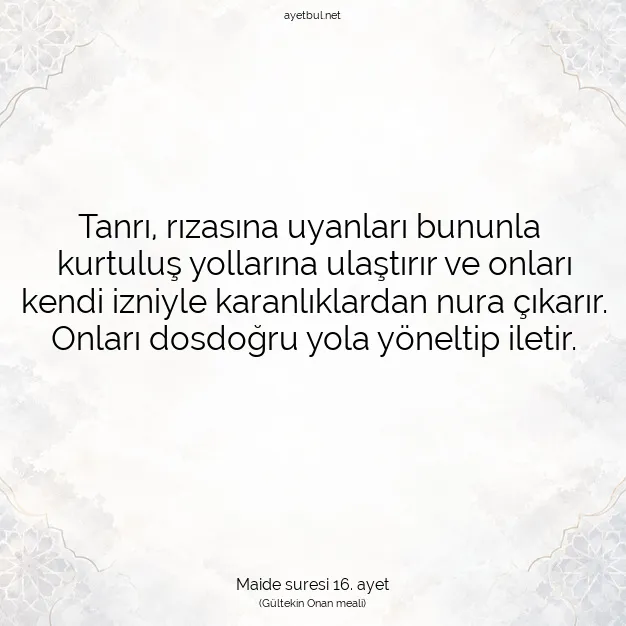 Ayetbul | Kuran Mealleri | Quran | Maide suresi 16. ayet