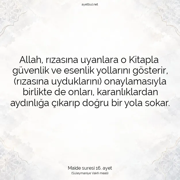 Ayetbul | Kuran Mealleri | Quran | Maide suresi 16. ayet