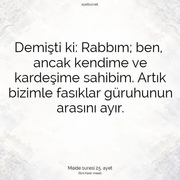 Ayetbul | Kuran Mealleri | Quran | Maide suresi 25. ayet