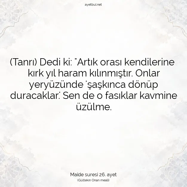 Ayetbul | Kuran Mealleri | Quran | Maide suresi 26. ayet
