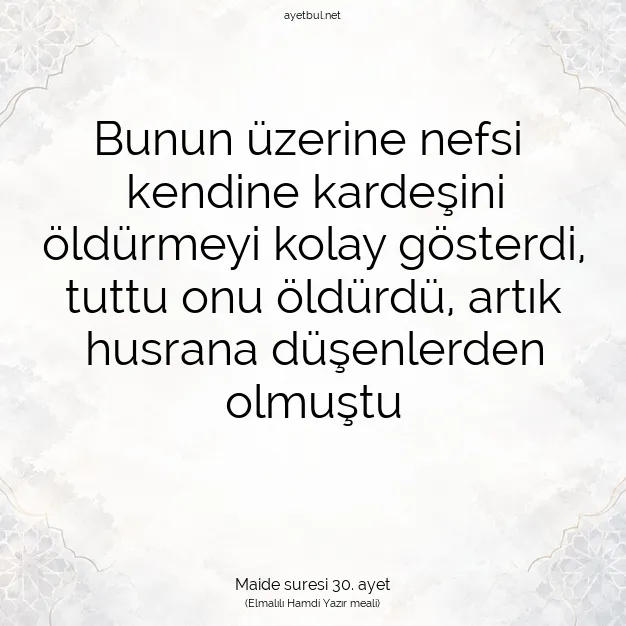 Ayetbul | Kuran Mealleri | Quran | Maide suresi 30. ayet
