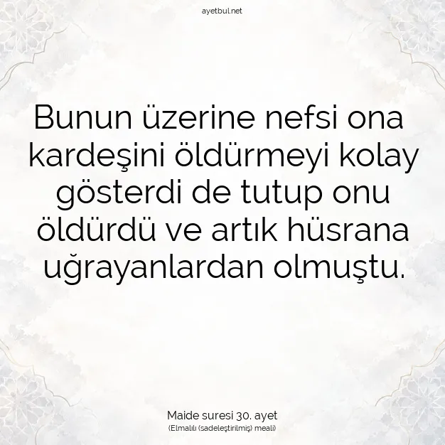 Ayetbul | Kuran Mealleri | Quran | Maide suresi 30. ayet