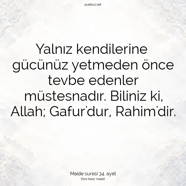 Ayetbul | Kuran Mealleri | Quran | Maide suresi 34. ayet