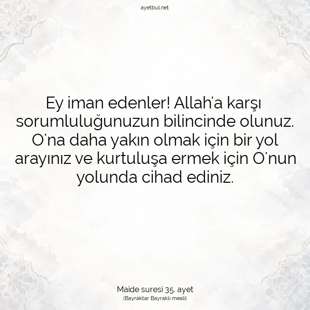 Ayetbul | Kuran Mealleri | Quran | Maide suresi 35. ayet