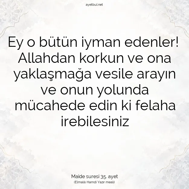 Ayetbul | Kuran Mealleri | Quran | Maide suresi 35. ayet