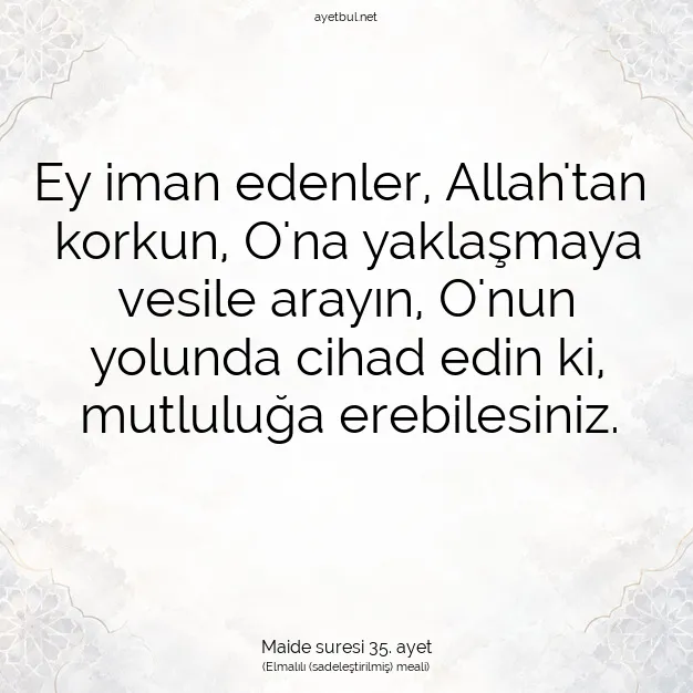 Ayetbul | Kuran Mealleri | Quran | Maide suresi 35. ayet