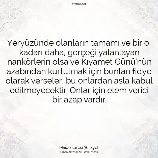 Ayetbul | Kuran Mealleri | Quran | Maide suresi 36. ayet
