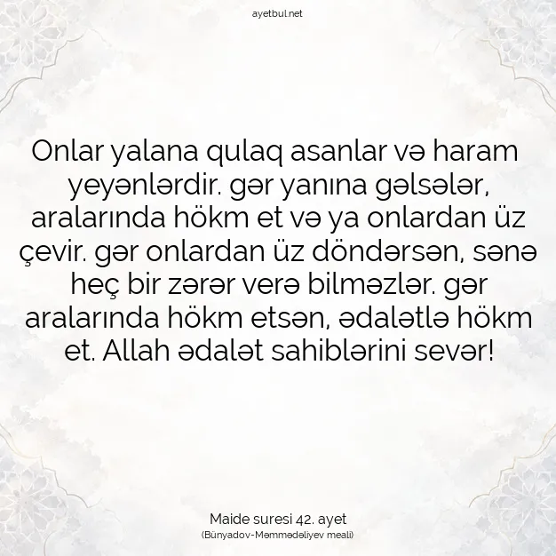 Ayetbul | Kuran Mealleri | Quran | Maide suresi 42. ayet