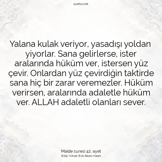 Ayetbul | Kuran Mealleri | Quran | Maide suresi 42. ayet