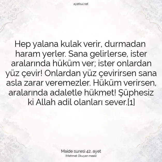 Ayetbul | Kuran Mealleri | Quran | Maide suresi 42. ayet