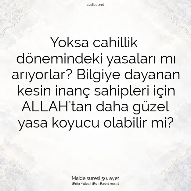 Ayetbul | Kuran Mealleri | Quran | Maide suresi 50. ayet