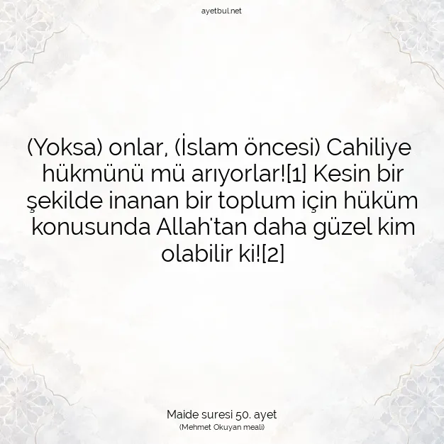 Ayetbul | Kuran Mealleri | Quran | Maide suresi 50. ayet