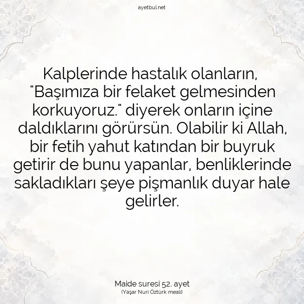 Ayetbul | Kuran Mealleri | Quran | Maide suresi 52. ayet