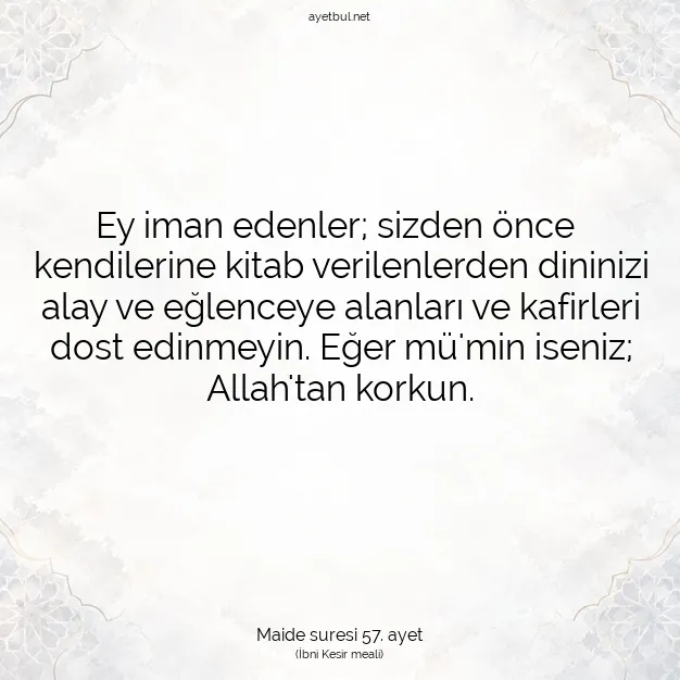 Ayetbul | Kuran Mealleri | Quran | Maide suresi 57. ayet