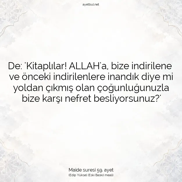 Ayetbul | Kuran Mealleri | Quran | Maide suresi 59. ayet