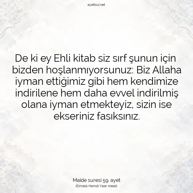 Ayetbul | Kuran Mealleri | Quran | Maide suresi 59. ayet