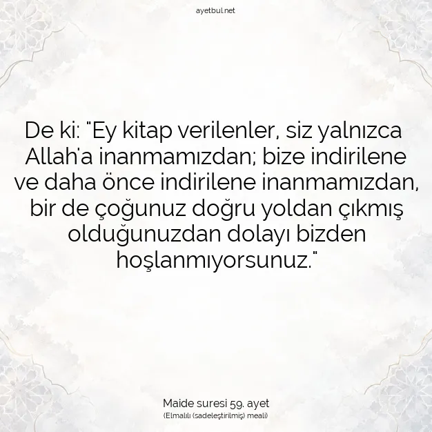 Ayetbul | Kuran Mealleri | Quran | Maide suresi 59. ayet