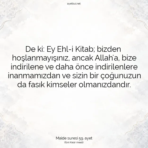 Ayetbul | Kuran Mealleri | Quran | Maide suresi 59. ayet