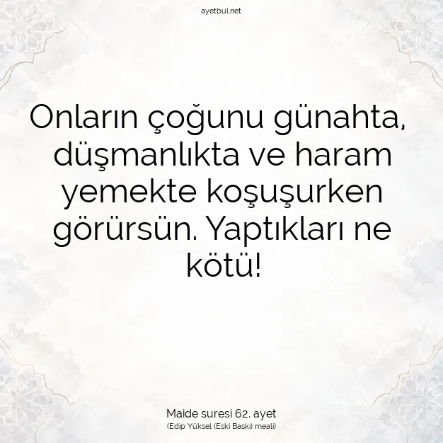 Ayetbul | Kuran Mealleri | Quran | Maide suresi 62. ayet