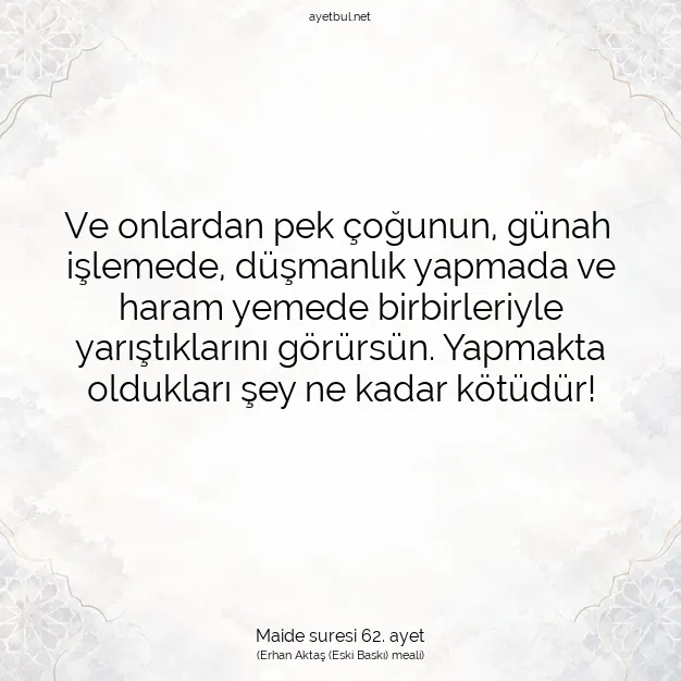 Ayetbul | Kuran Mealleri | Quran | Maide suresi 62. ayet