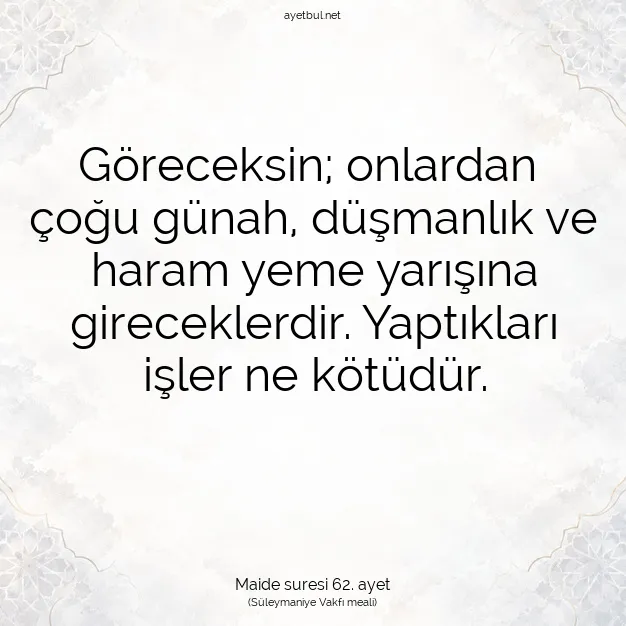 Ayetbul | Kuran Mealleri | Quran | Maide suresi 62. ayet