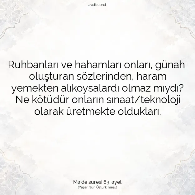 Ayetbul | Kuran Mealleri | Quran | Maide suresi 63. ayet