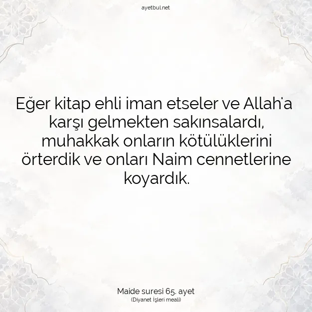 Ayetbul | Kuran Mealleri | Quran | Maide suresi 65. ayet