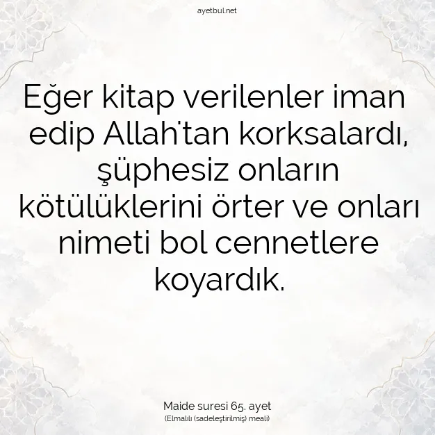 Ayetbul | Kuran Mealleri | Quran | Maide suresi 65. ayet