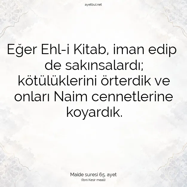 Ayetbul | Kuran Mealleri | Quran | Maide suresi 65. ayet