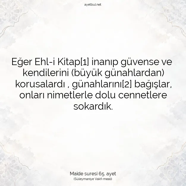 Ayetbul | Kuran Mealleri | Quran | Maide suresi 65. ayet