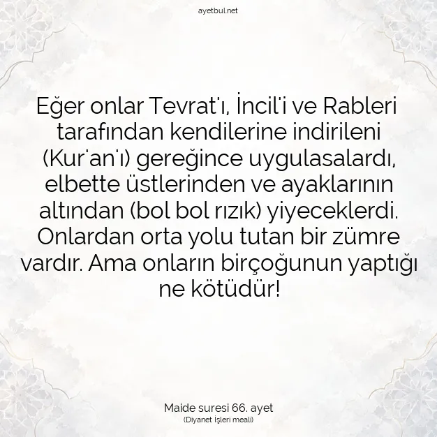 Ayetbul | Kuran Mealleri | Quran | Maide suresi 66. ayet