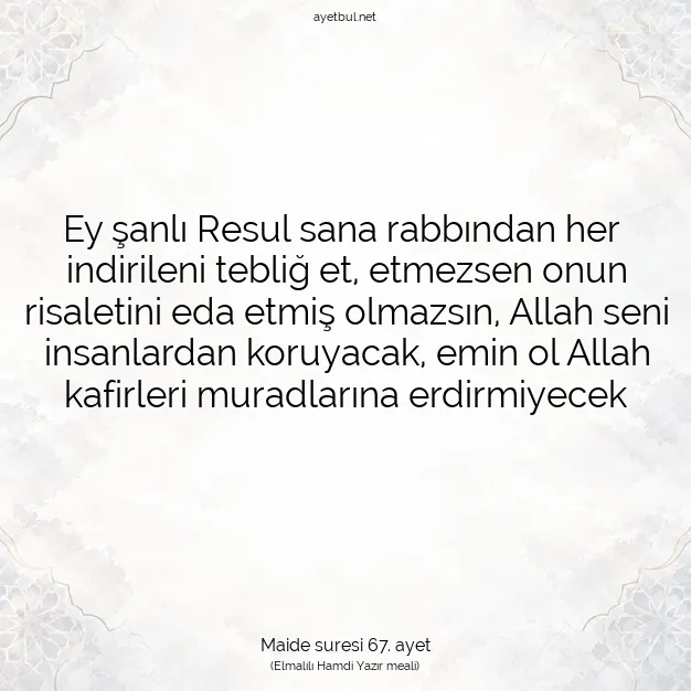 Ayetbul | Kuran Mealleri | Quran | Maide suresi 67. ayet