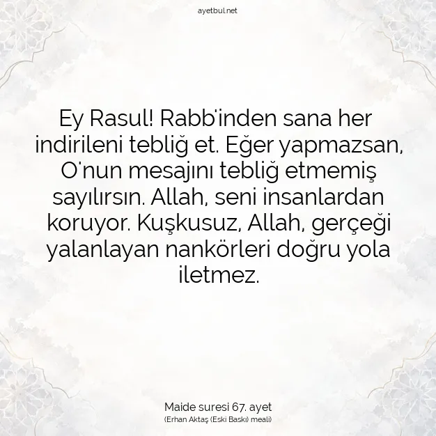 Ayetbul | Kuran Mealleri | Quran | Maide suresi 67. ayet