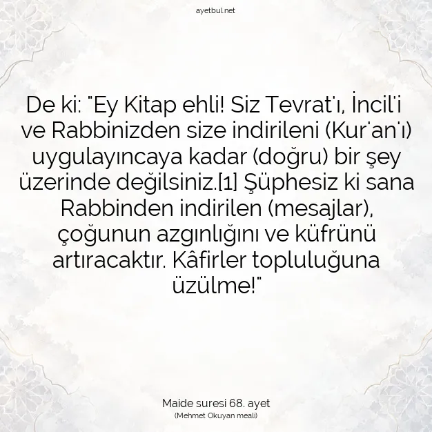 Ayetbul | Kuran Mealleri | Quran | Maide suresi 68. ayet