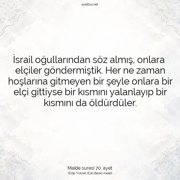 Ayetbul | Kuran Mealleri | Quran | Maide suresi 70. ayet