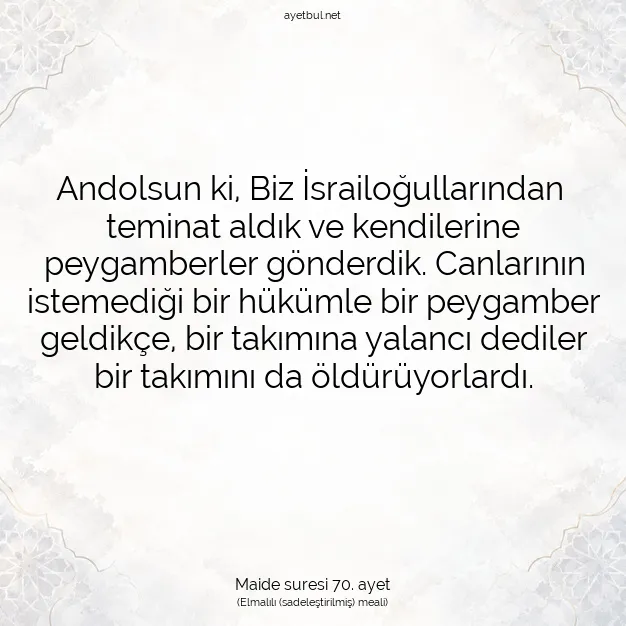 Ayetbul | Kuran Mealleri | Quran | Maide suresi 70. ayet