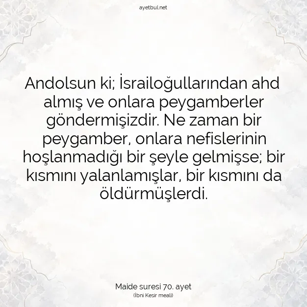 Ayetbul | Kuran Mealleri | Quran | Maide suresi 70. ayet