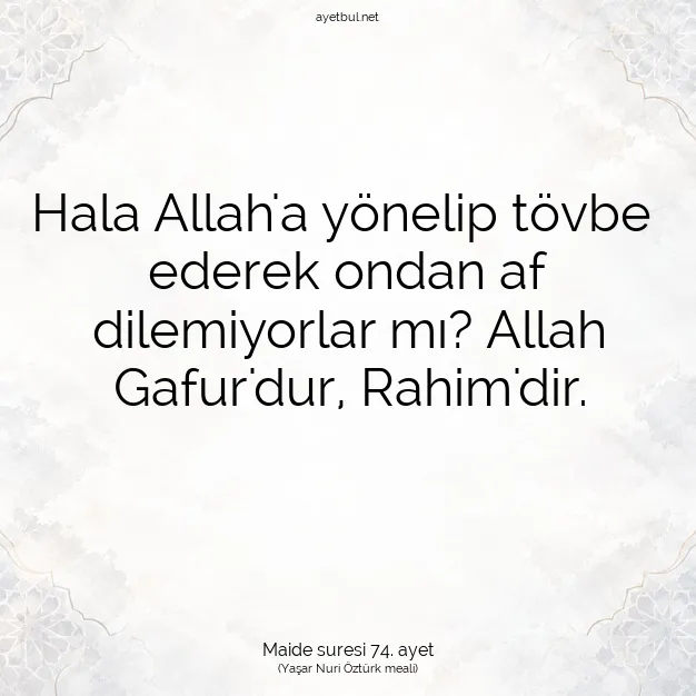 Ayetbul | Kuran Mealleri | Quran | Maide suresi 74. ayet