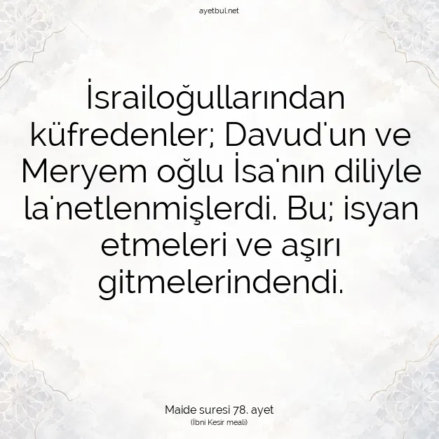 Ayetbul | Kuran Mealleri | Quran | Maide suresi 78. ayet