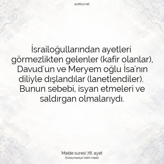 Ayetbul | Kuran Mealleri | Quran | Maide suresi 78. ayet