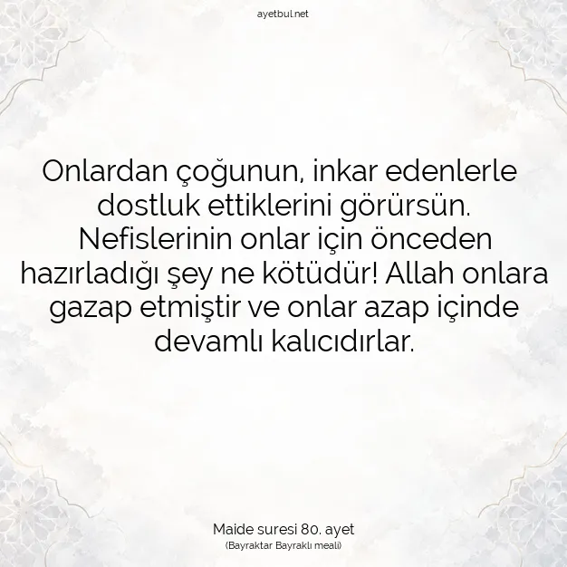 Ayetbul | Kuran Mealleri | Quran | Maide suresi 80. ayet