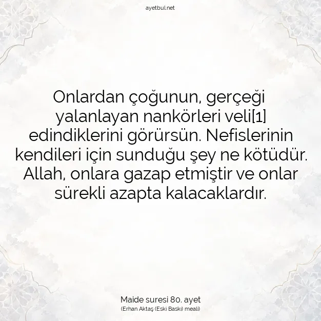 Ayetbul | Kuran Mealleri | Quran | Maide suresi 80. ayet