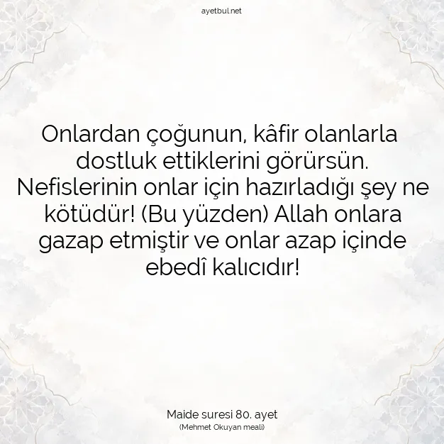 Ayetbul | Kuran Mealleri | Quran | Maide suresi 80. ayet