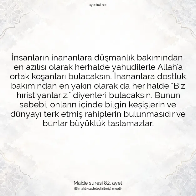 Ayetbul | Kuran Mealleri | Quran | Maide suresi 82. ayet